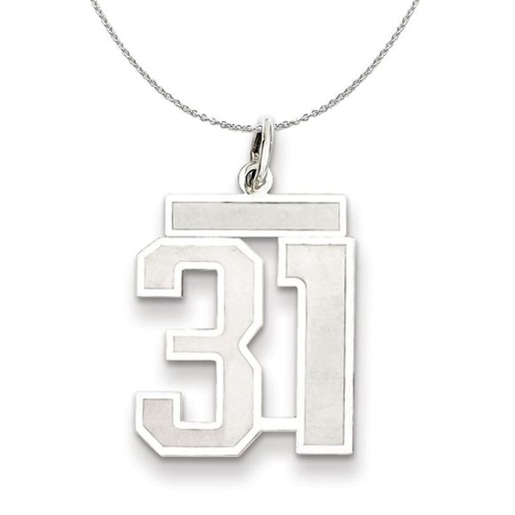 Sterling Silver, Jersey Collection, Medium Number 31 Necklace - 18 In